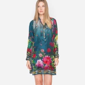 Johnny Was  Floral-Print Silk Tunic Dress